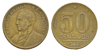 Бразилия 50 сентаво 1944 KM 557a алюминиевая бронза 4655-1114