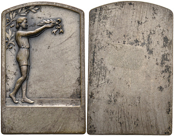 Франция плакетка ND победительнице в соревнованиях, размер 30 х 48, вес 20,3 гр. белый металл 1095-9-54