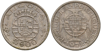 Португальская Ангола 5 эскудо 1972 KM 81 медно-никель aUNC 4514-545