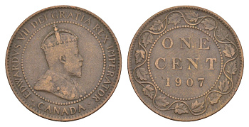 Канада 1 цент 1907 Эдуард VII (1901-1910) KM 8 бронза 4637-811