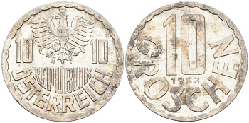 Австрия 10 грошей 1983 KM 2878 алюминий 4575-421