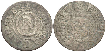 Польша, Эльблонг 1 шиллинг (шеляг) ND Кристина (1626-1654), Шведское правление (1626-1655), вес 0,42 гр. KM 46 серебро 1517-423