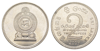 Шри-Ланка 2 рупии 2009 KM 147a сталь плакированная никелем UNC 4638-351