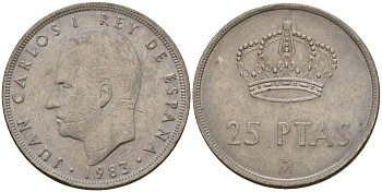 Испания 25 песет 1983 Хуан Карлос I (1975-2014) KM 824 медно-никель 181-1117
