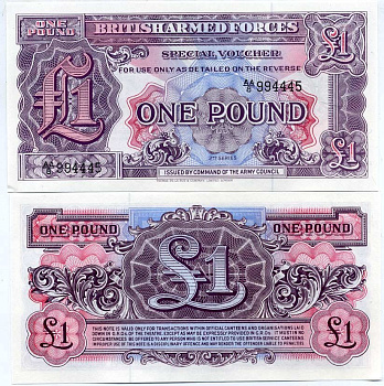 Англия 1 фунт 1948 для вооружённых сил, серия  2 Pick M22 бумага UNC (пресс) 450-33-2