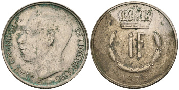 Люксембург 1 франк 1973 Герцог Жан (1964-2000) KM 55 медно-никель 4575-114