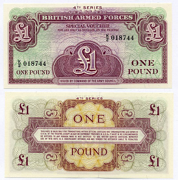 АНГЛИЯ 1 ФУНТ 1962 ДЛЯ ВООРУЖЕННЫХ СИЛ, ЧЕТВЕРТАЯ СЕРИЯ Pick M36 бумага UNC (ПРЕСС) 7486-29-3-2