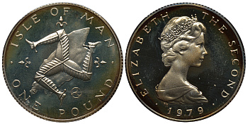 Остров Мэн 1 фунт 1979 Елизавета II (1952-2022), герб КМ 44a серебро PROOF 272-334
