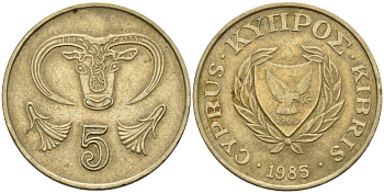 Кипр 5 центов 1985 KM 55.2 никель латунь 4141-931