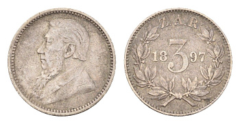 ЮАР 3 пенса 1897 KM 3 серебро 4585-143
