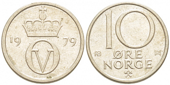НОРВЕГИЯ 10 ЭРЕ 1979 КМ 416 медно-никель 3955-239