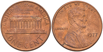 США 1 ЦЕНТ 1977 ЛИНКОЛЬН KM 201 медь цинк 188-211