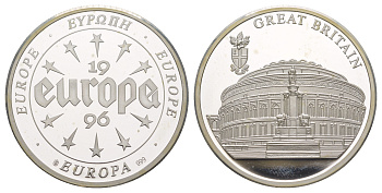 Великобритания серия медалей "Европа" 1996 Королевский Альберт-холл в Лондоне с видом на Гайд-парк, диаметр 40 мм, вес 20 гр серебро PROOF 11-323-41