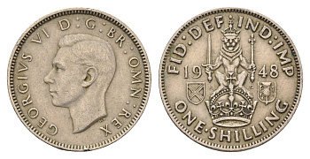 Великобритания 1 шиллинг 1948 Георг VI (1936-1952), Шотландский герб KM 864, Spink 4104 медно-никель 4671-1214