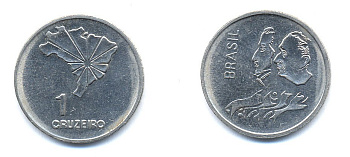 Бразилия 1 крузейро 1972 150 лет независимости KM 582 никель aUNC 51-4841