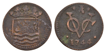 Голландская Ост-Индия 1 дуит 1744 KM 152.2 медь 1519-344
