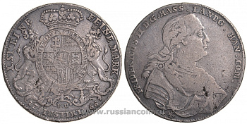 Гессен 1 талер 1766 FU KM 484, Dav 2301 серебро 00-809-06