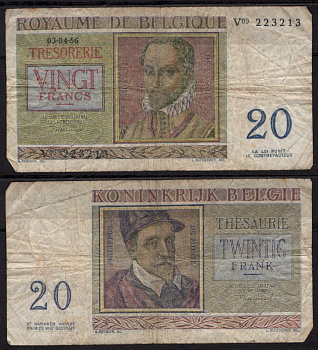Бельгия 20 франков 1956 Роланд де Лассус, Филипп де Монте Pick 132 b бумага 7548-99-1-1