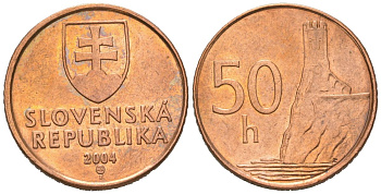 Словакия 50 геллеров 2004 MK KM 35 сталь плакированная медью 206-124