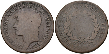 Италия, Сицилия 3 грано 1810 Иоахим Наполеон Мюрат (1808-1815) KM 102 медь 00-00