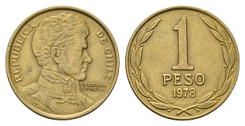 Чили 1 песо 1978 KM 208a алюминиевая бронза 3459-1046