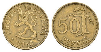 Финляндия 50 пенни 1968 KM 48 алюминиевая бронза 4648-446