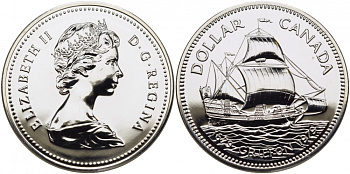 Канада 1 доллар 1979 300 лет паруснику Грифон KM 124 серебро UNC 1087-6-12