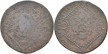 АВСТРИЯ 15 КРЕЙЦЕРОВ 1807 В, ФРАНЦ I (1806-1835) KM 2138 медь 4537-712