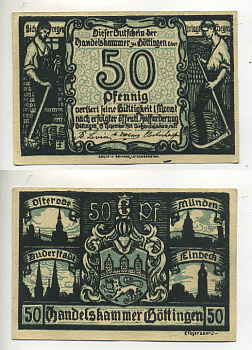 ГЁТТИНГЕН ХАНДЕЛЬСКАММЕР 50 ПФЕННИГОВ 1920 19 НОЯБРЯ 1920, НОТГЕЛЬД Грабовски G25.6 бумага 7221-65-2