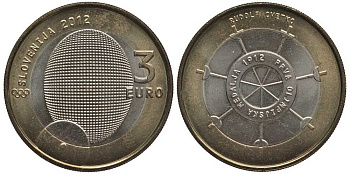 Словения 3 евро 2012 100 лет первой Олимпийской медали Словении KM 109 биметалл 107-331
