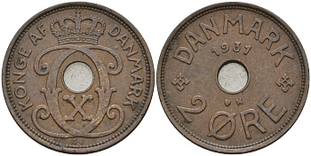 Дания 2 эре 1931 Кристиан X (1912-1947) KM 827 бронза 4147-512