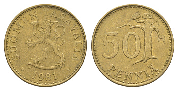 Финляндия 50 пенни 1981 KM 48 алюминиевая бронза 4525-523