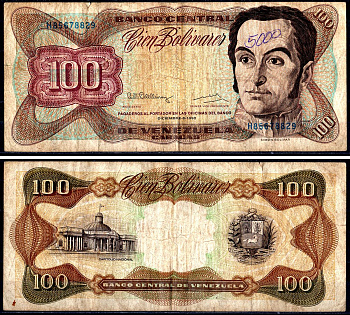 Венесуэла 100 боливаров 1992 Pick 66e бумага 3295-64-1-1