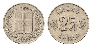 Исландия 25 эйре 1965 KM 11 медно-никель 4690-637