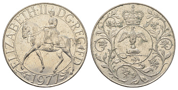 Великобритания 25 пенсов 1977 25 лет со дня коронации Елизаветы, Елизавета II (1952-2022) KM 894, Spink 4136 медно-никель 4386-931