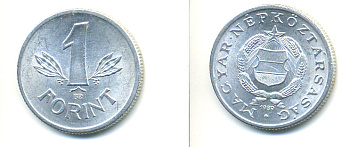 Венгрия 1 форинт 1989 BP, Народная республика (1949-1989) KM 575 алюминий UNC 86-721