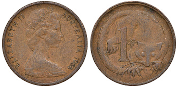 Австралия 1 цент 1966 KM 62 бронза 4596-352