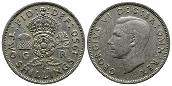 Великобритания 2 шиллинга (флорин) 1950 Георг VI (1936-1952) KM 878, Spink 4107 медно-никель 4607-714