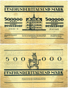 Германия, Дюссельдорф 500000 марок 1923 нотгельд, второй выпуск   бумага   435-6-2-1