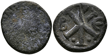 Византийская Империя пентануммий 518-527 Иустин I Константинополь FINE Sear 75 бронза 1073-9-41