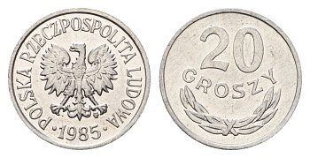 Польша 20 грошей 1985 Y A47 алюминий UNC 4651-644