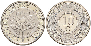 Нидерландские Антилы 10 центов 1994 Беатрикс (1980-2013) KM 34 никель 4169-359