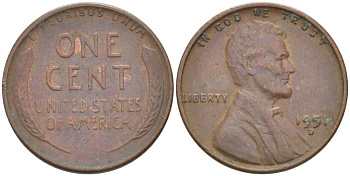 США 1 ЦЕНТ 1951 D, ЛИНКОЛЬН KM А132 медь цинк 218-561