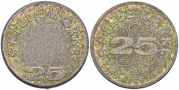 ДАНИЯ ЖЕТОН ИГРОВОЙ ND 25 SPILLEMAERKE белый металл 4544-1031