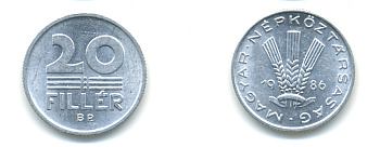ВЕНГРИЯ 20 ФИЛЛЕРОВ 1986 НАРОДНАЯ РЕСПУБЛИКА (1949-1989) KM 573 алюминий UNC 93-142