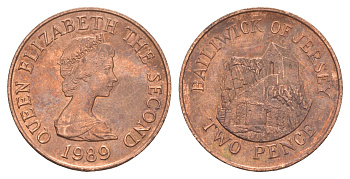 Джерси 2 пенса 1989 Елизавета II (1952-2022), Сент-Хелиер KM 55 бронза aUNC 4652-537