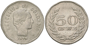 Колумбия 50 сентаво 1972 KM 244 медно-никель 4401-331
