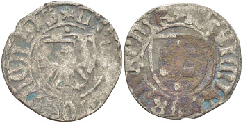 Польша, Торунь 1 шиллинг (шеляг) 1447-1492 Казимир IV династия Ягеллонов (1442-1495), вес 1,06 гр. Marienburg 8901 серебро 1517-414