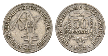 Западная Африка (BCEAO) 50 франков 1972 KM 6 медно-никель 4655-821