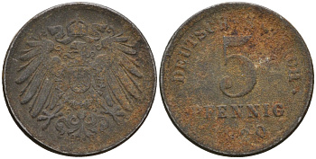 Германия 5 пфеннигов 1920 KM 19, J. 297 железо 4136-1249